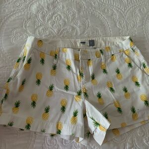 Old Navy White and Yellow Bermuda Shorts Pineapple Print
